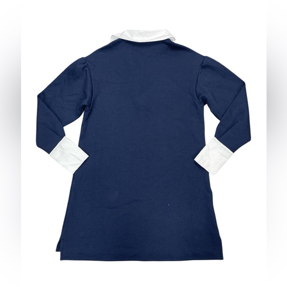Addison Bay Navy and White Rugby Sweatshirt Mini Dress - Picture 2 of 4